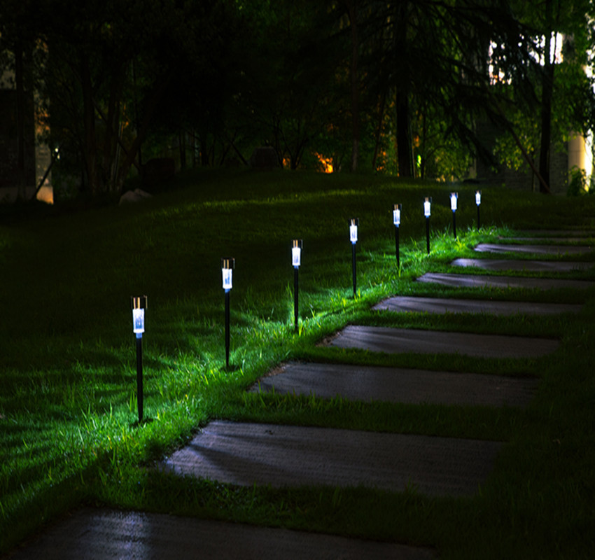 Luces de estaca de LED solar de acero inoxidable impermeable para el paisaje del patio del césped del jardín al aire libre (ESG10091)