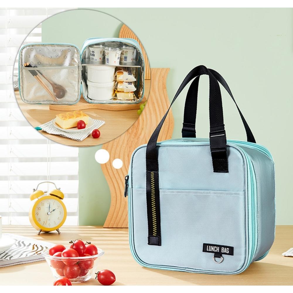 Bolsa térmica para almuerzo con cremallera para picnic, bolsa aislada para almacenamiento de aperitivos y alimentos (ESG20735)